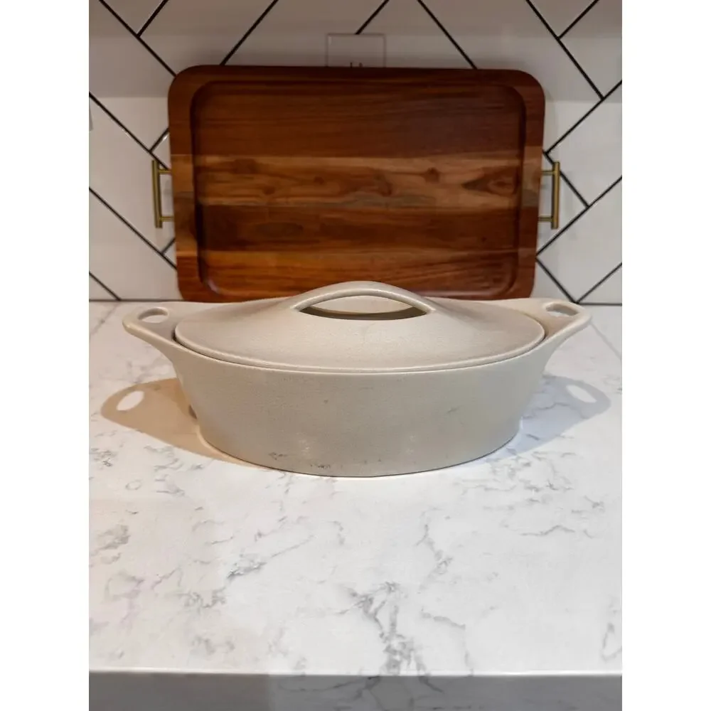 CorningWare Creations stoneware casserole dish cream sandstone w/matching lid